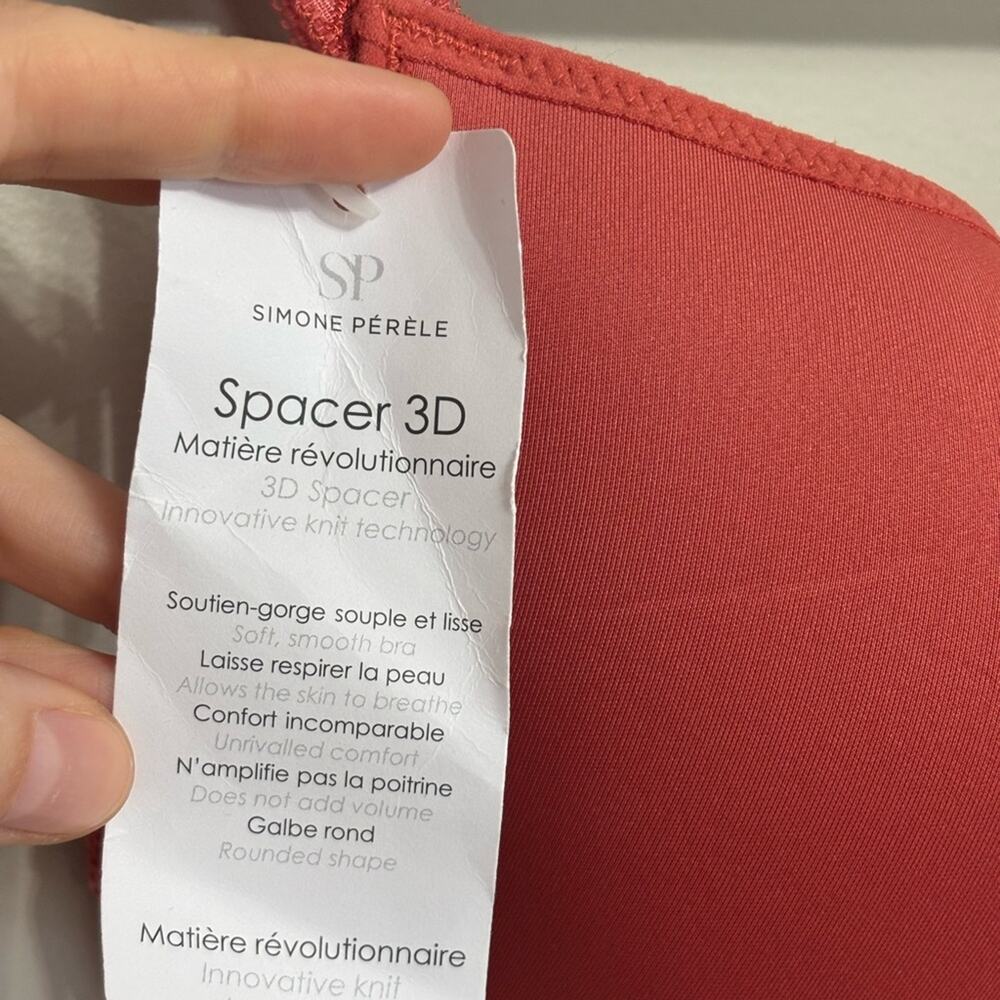 NEW Simone Perele Caresse Spacer 3D Plunge Bra in Light Red - Size 32F - Picture 4 of 8